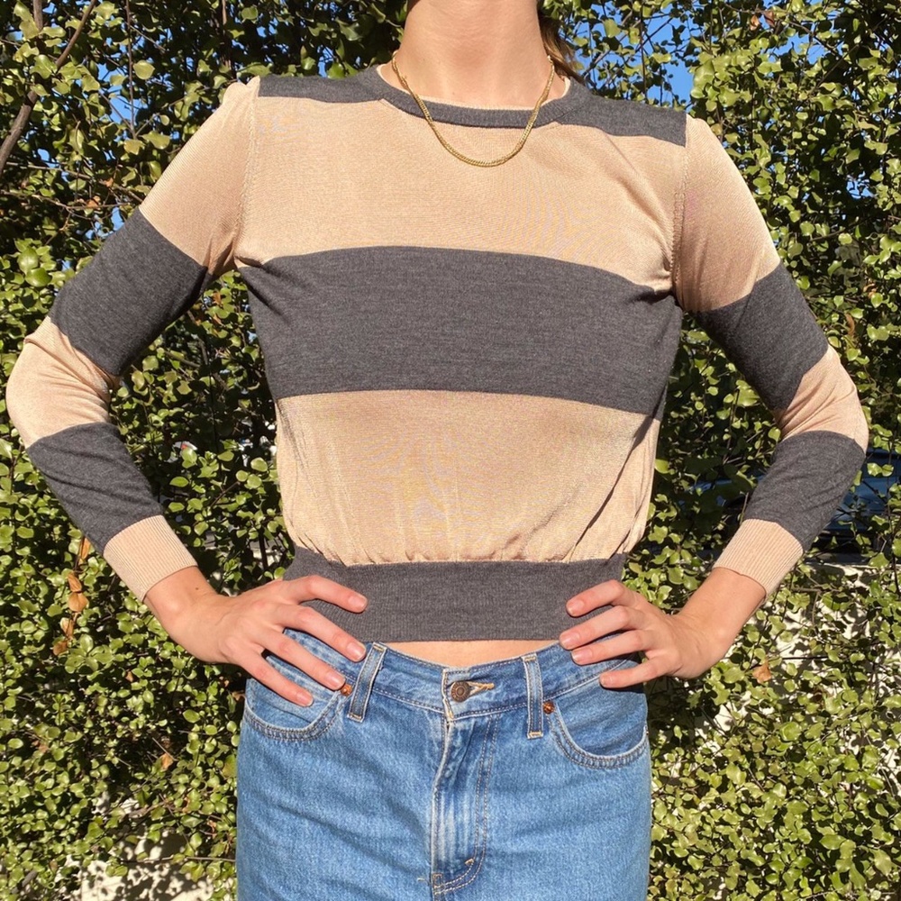 Falconeri pink and grey cashmere stripped sweater